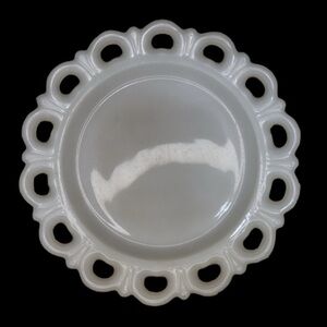Vintage Milk Glass Open Weave Plate